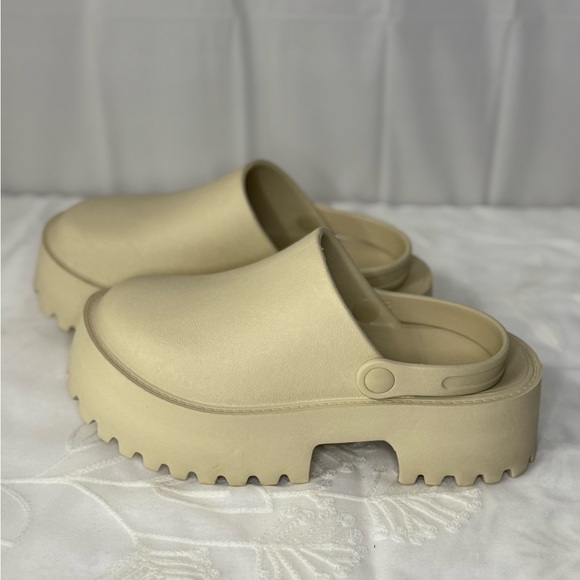 Cream Platform Clogs - Picture 11 of 12